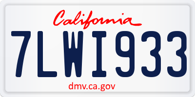 CA license plate 7LWI933