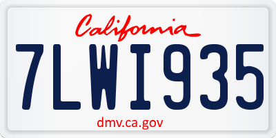 CA license plate 7LWI935