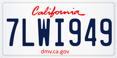 CA license plate 7LWI949