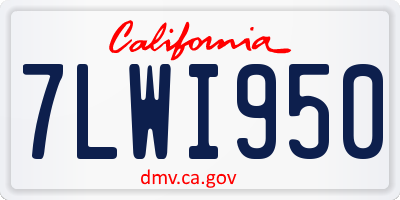 CA license plate 7LWI950