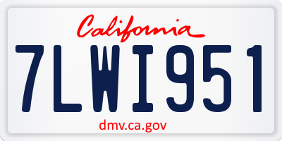 CA license plate 7LWI951