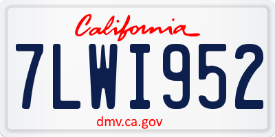 CA license plate 7LWI952