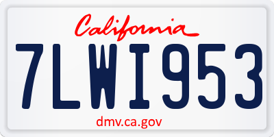 CA license plate 7LWI953