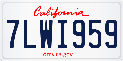 CA license plate 7LWI959