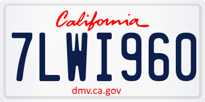 CA license plate 7LWI960