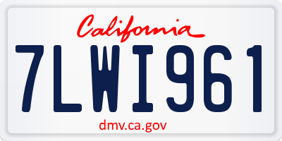 CA license plate 7LWI961