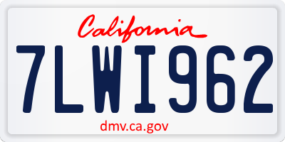 CA license plate 7LWI962