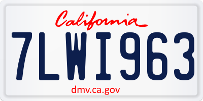 CA license plate 7LWI963