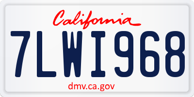 CA license plate 7LWI968