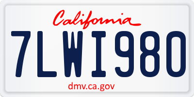 CA license plate 7LWI980