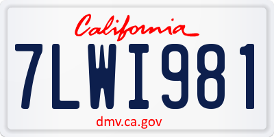 CA license plate 7LWI981