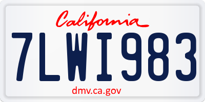 CA license plate 7LWI983