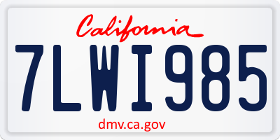 CA license plate 7LWI985
