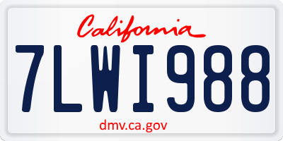 CA license plate 7LWI988