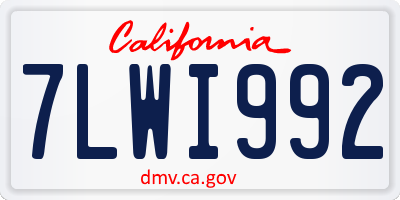 CA license plate 7LWI992