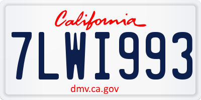CA license plate 7LWI993