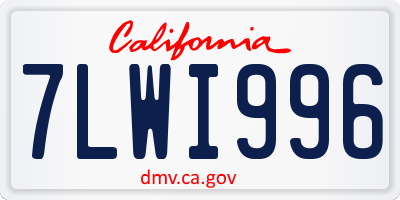 CA license plate 7LWI996
