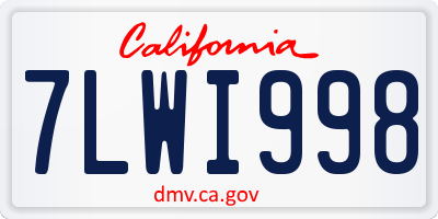 CA license plate 7LWI998