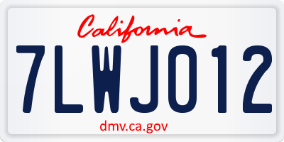 CA license plate 7LWJ012