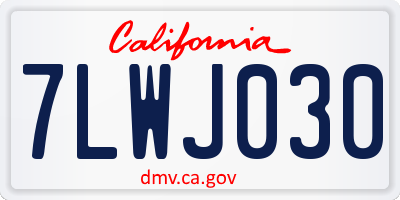 CA license plate 7LWJ030