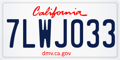 CA license plate 7LWJ033