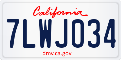 CA license plate 7LWJ034