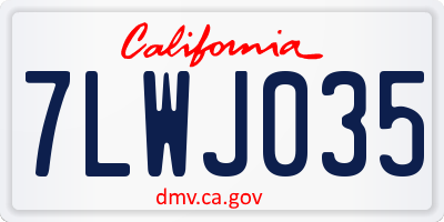 CA license plate 7LWJ035