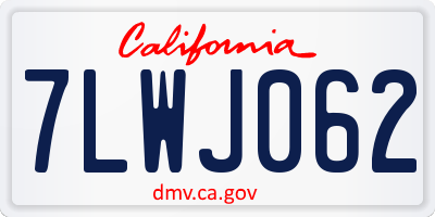 CA license plate 7LWJ062