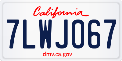 CA license plate 7LWJ067