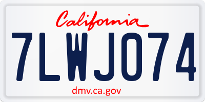 CA license plate 7LWJ074