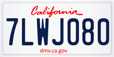 CA license plate 7LWJ080