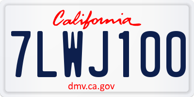 CA license plate 7LWJ100