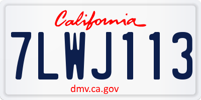 CA license plate 7LWJ113