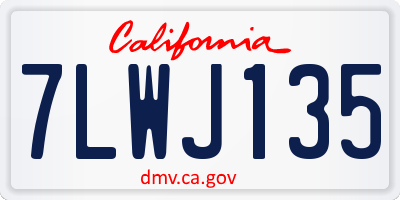 CA license plate 7LWJ135