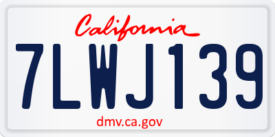CA license plate 7LWJ139