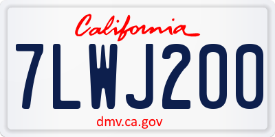 CA license plate 7LWJ200