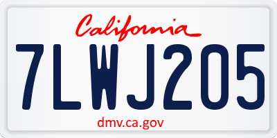 CA license plate 7LWJ205