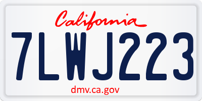 CA license plate 7LWJ223