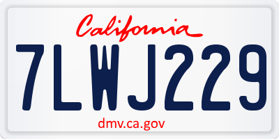 CA license plate 7LWJ229