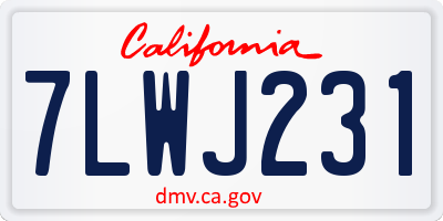 CA license plate 7LWJ231