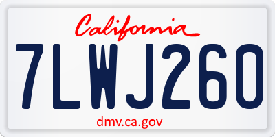 CA license plate 7LWJ260