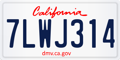 CA license plate 7LWJ314