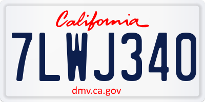 CA license plate 7LWJ340