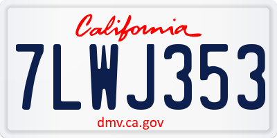 CA license plate 7LWJ353