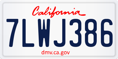 CA license plate 7LWJ386