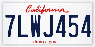 CA license plate 7LWJ454