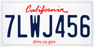 CA license plate 7LWJ456
