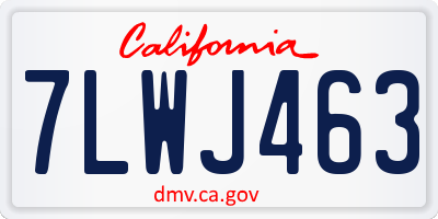 CA license plate 7LWJ463