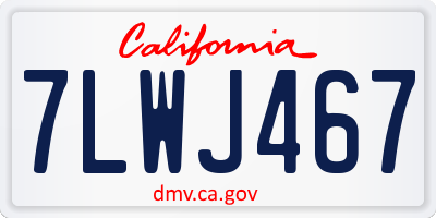 CA license plate 7LWJ467