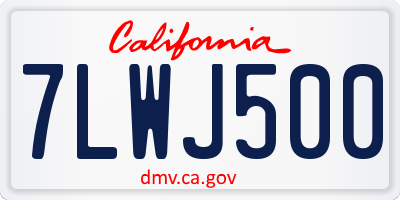 CA license plate 7LWJ500